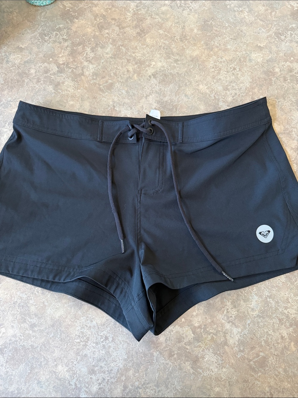 Roxy Black Board Shorts with Logo Patch